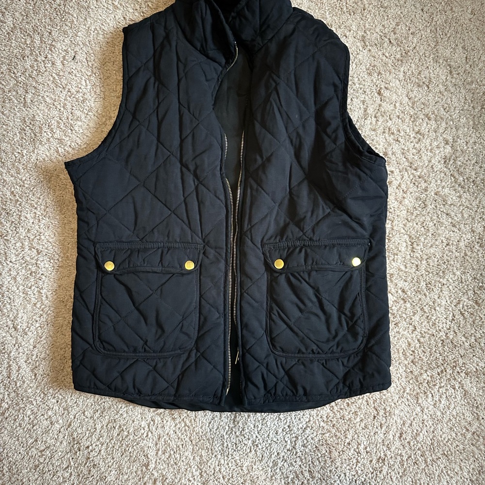 Black Quilted Vest with Gold Accents